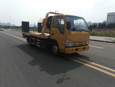 慶鈴五十鈴藍(lán)牌一拖二平板清障車專威牌HTW5040TQZPQ型清障車